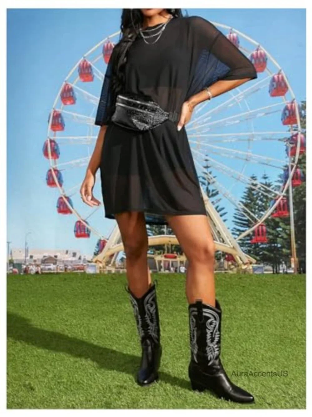 Sheer Mesh Beach Cover Up Dress Loose Half Sleeve